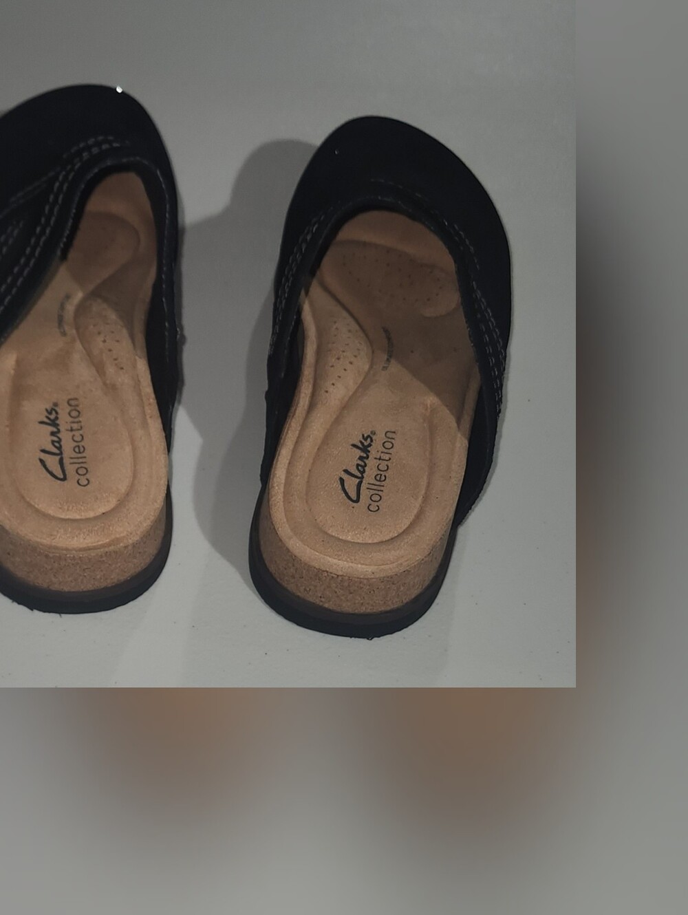 Women's Clarks Black Brynn Glide Leather Suede Slip-On Mules Size US 8 - Picture 5 of 7